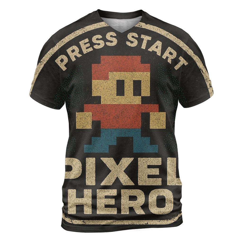 Vintage Arcade Pixel Badge trendy printed shirt styles