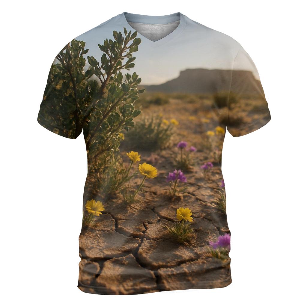 Desert Bloom Creosote Circle creative print fashion shirts