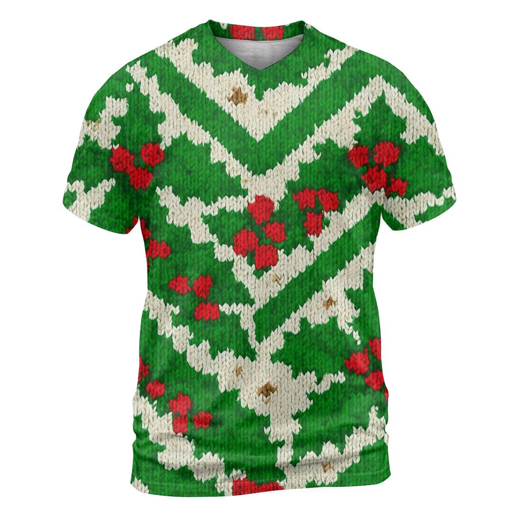 Holly Leaf Chevron Stack Design creative print fashion shirts