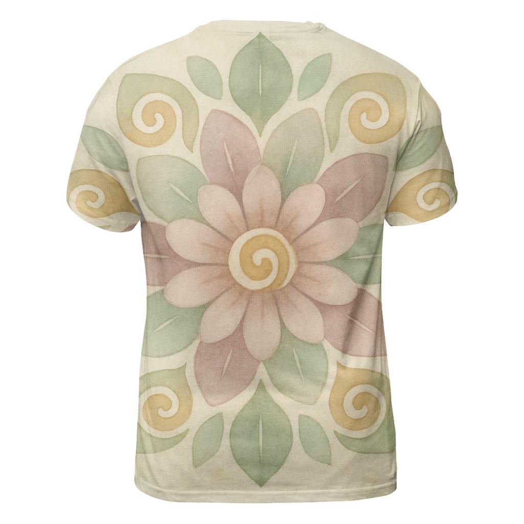 Quiet Bloom Mandala artistic all-over print tops