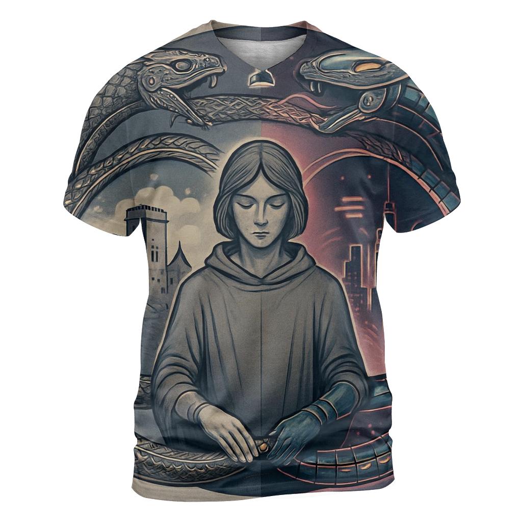 Mirrored Ouroboros Twins designer pattern shirts