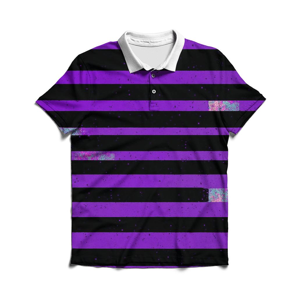 VHS Static Stripes branded logo polo shirts