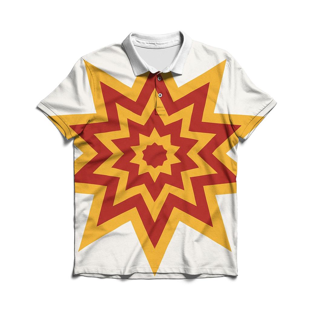 Crimson Gold Starburst Radiance stylish collar polo tees