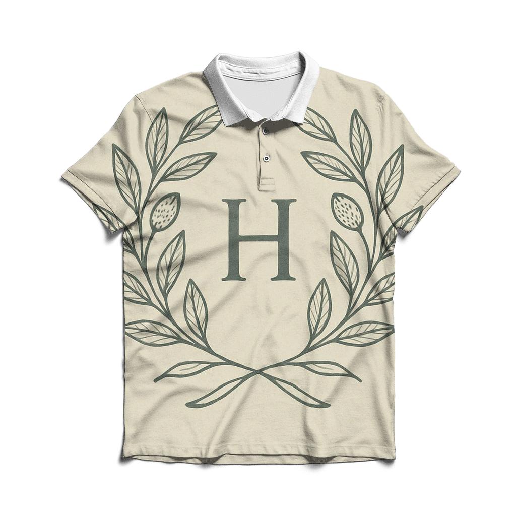 Botanical Linework Emblem casual sports polo shirts