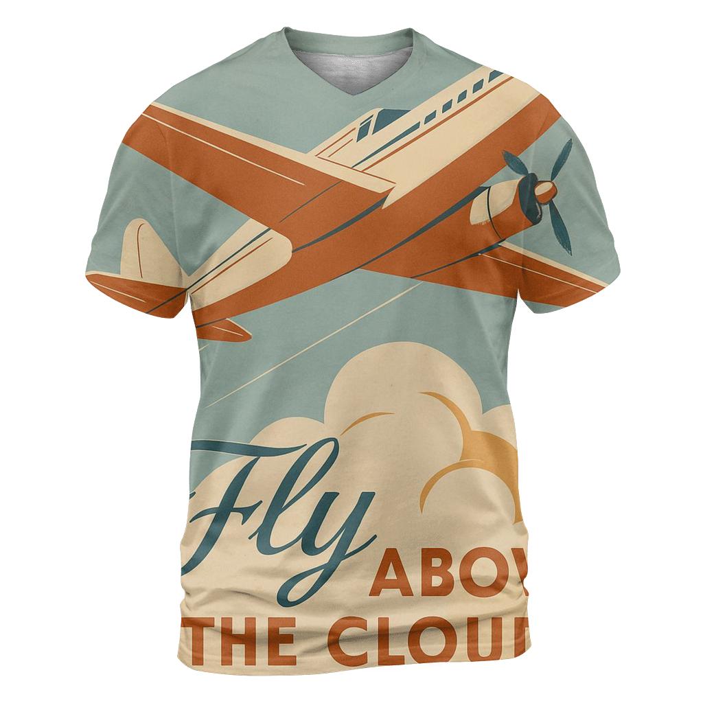Antique Airline Travel Poster vibrant all-over design tees