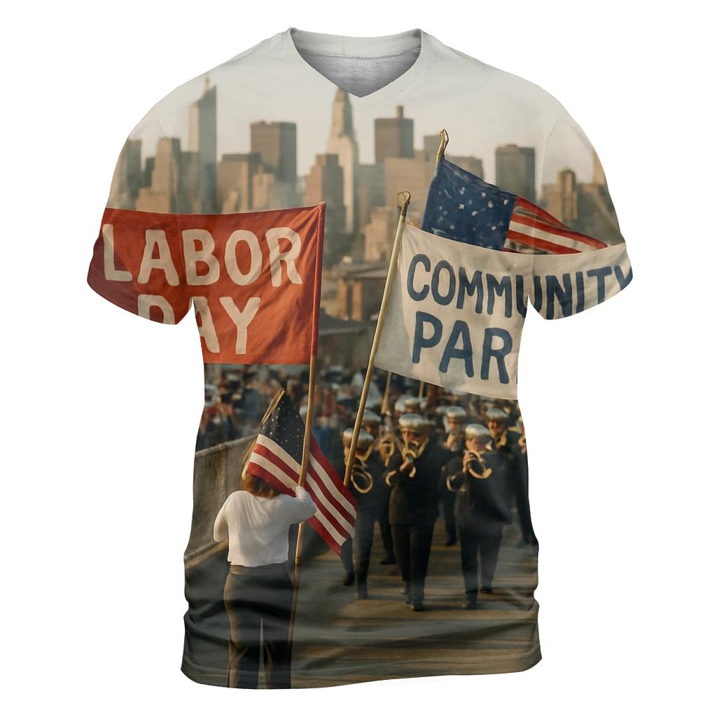 Labor Day Parade Overlook With Skyline Vista custom all-over print shirts