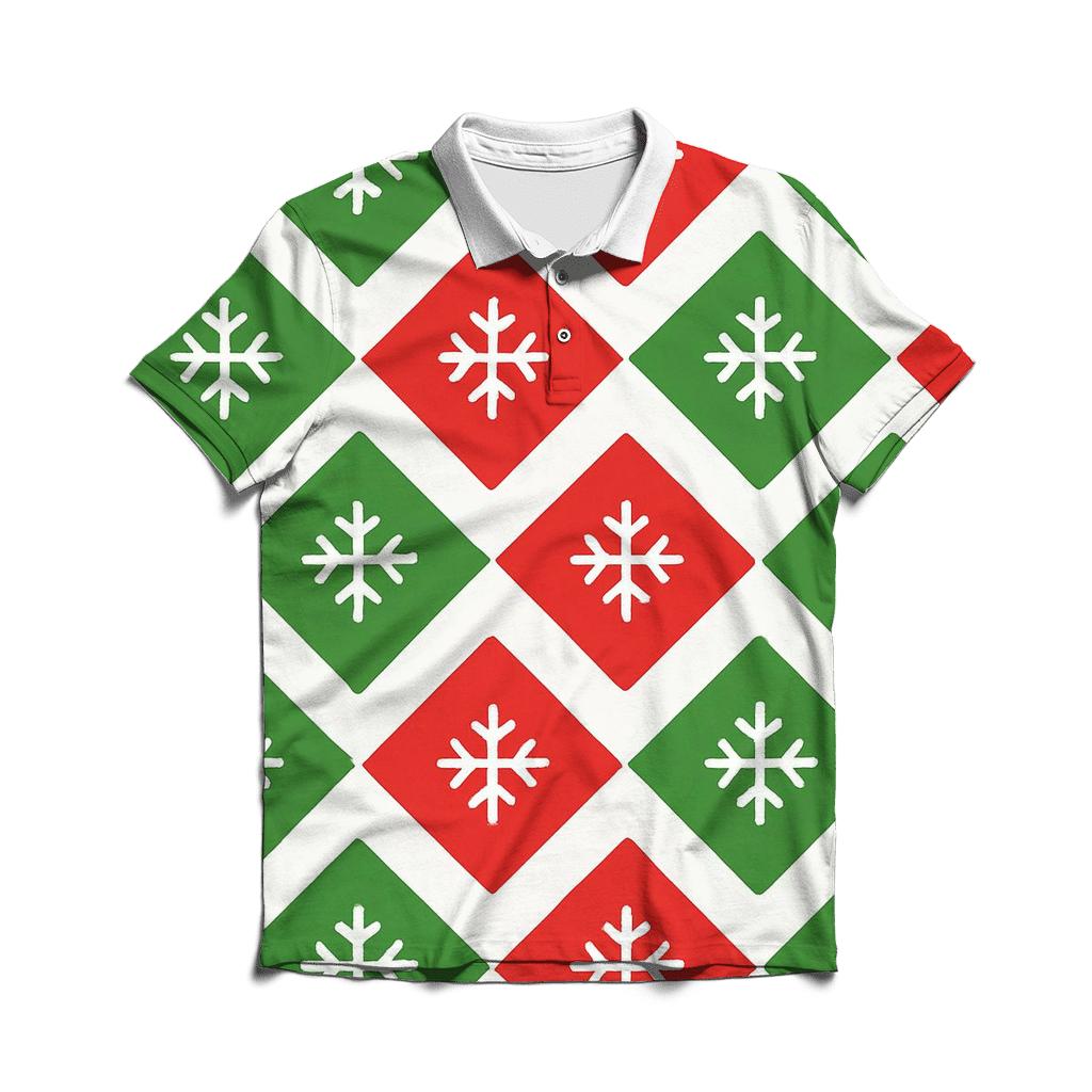 Diamond Snowflake Grid personalized polo shirts