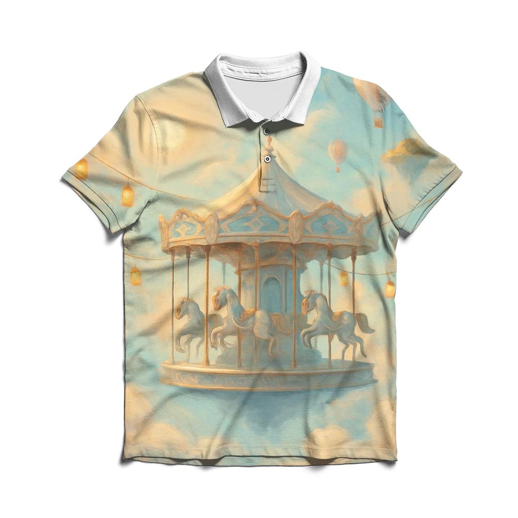 Surreal Carousel Of Clouds custom polo shirts