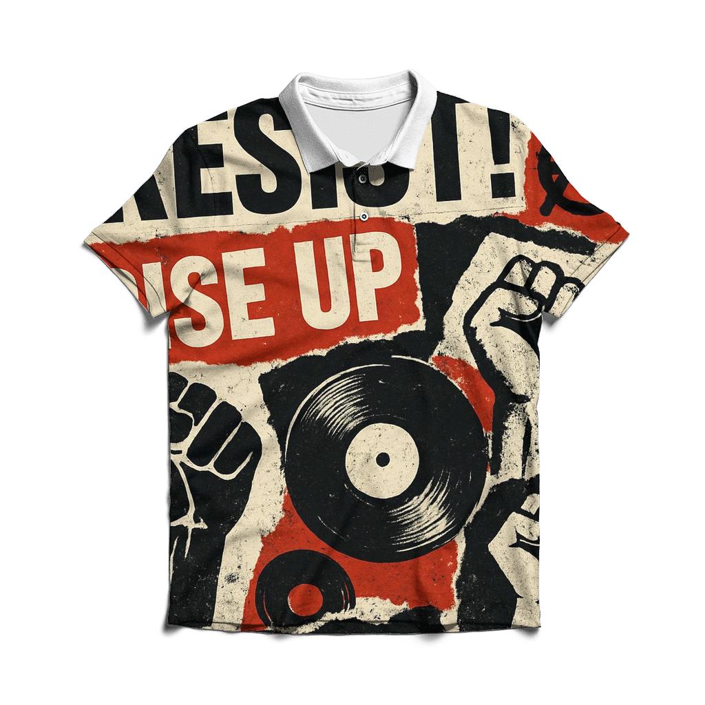 Grunge Typographic Anthem branded logo polo shirts