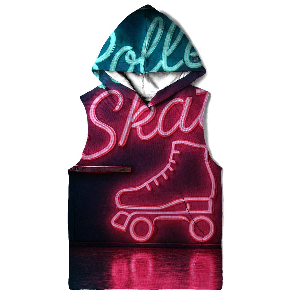 Retro Neon Roller Rink Sign embroidered hoodies