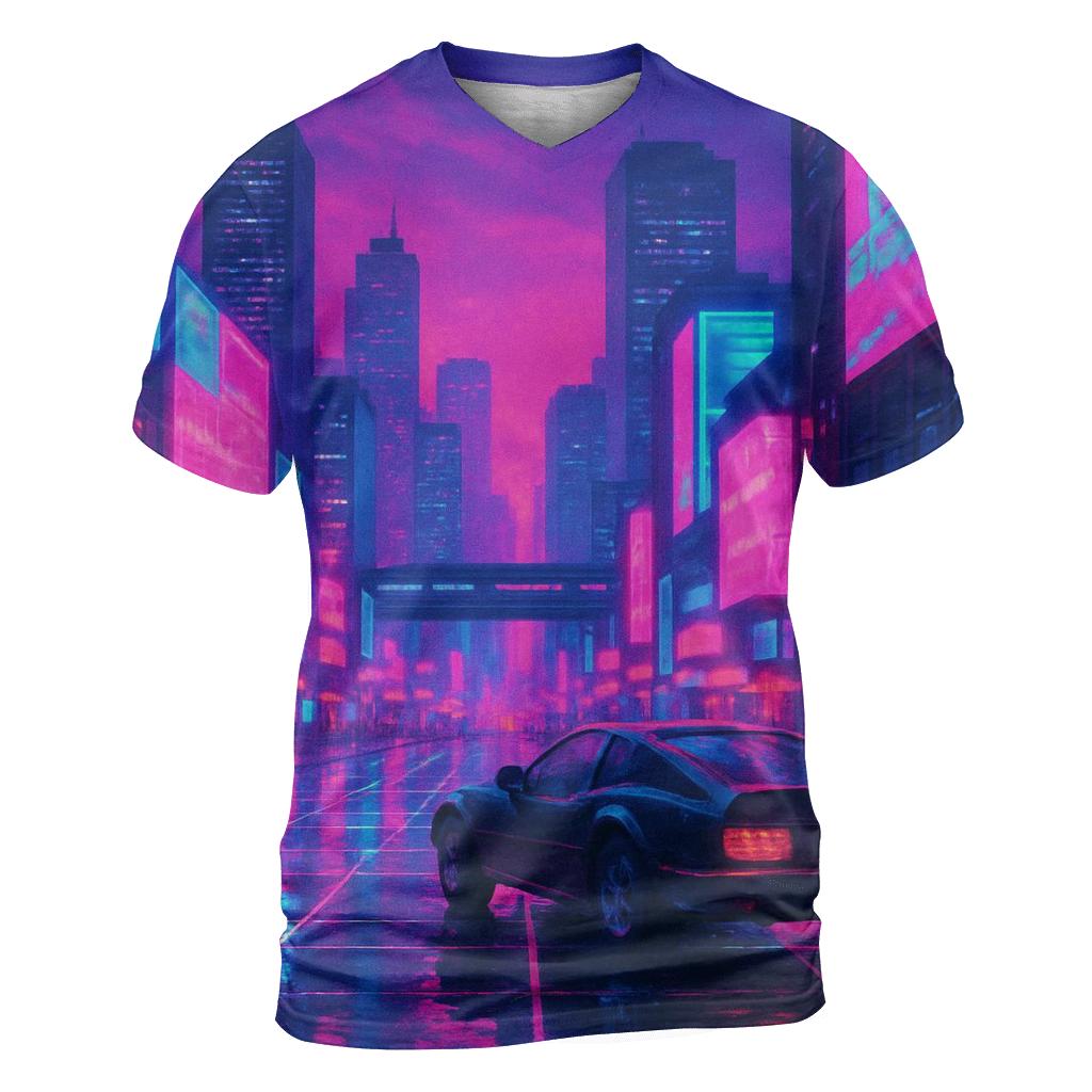 Neon Retro Metropolis designer pattern shirts