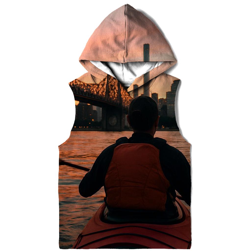 Sunset Kayak With Midtown Backdrop pullover hoodies