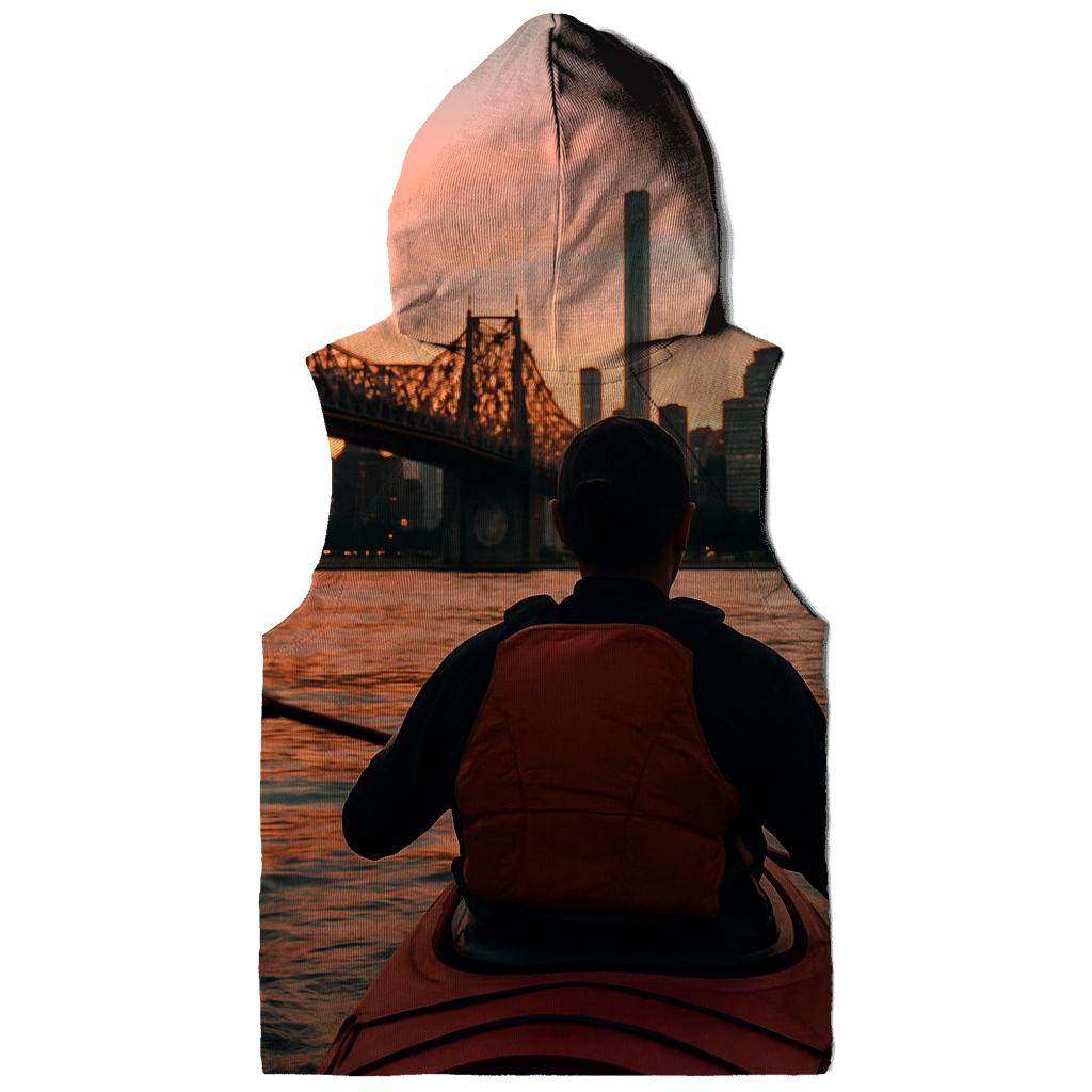 Sunset Kayak With Midtown Backdrop pullover hoodies