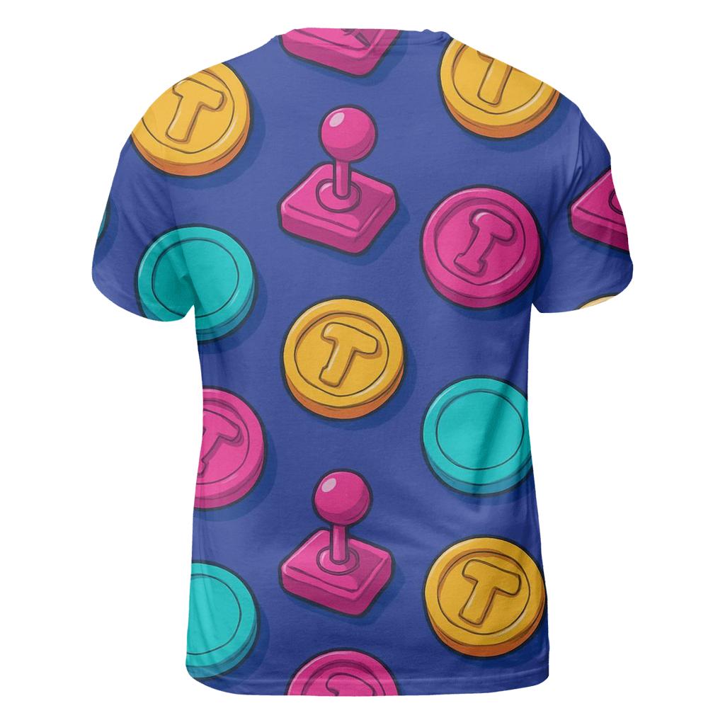 Arcade Token Pattern artistic all-over print tops