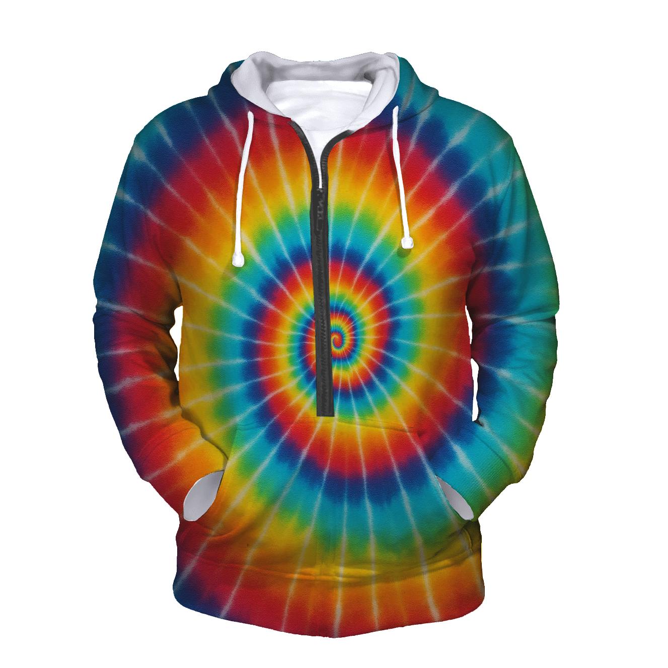Rainbow Spiral Burst embroidered hoodies
