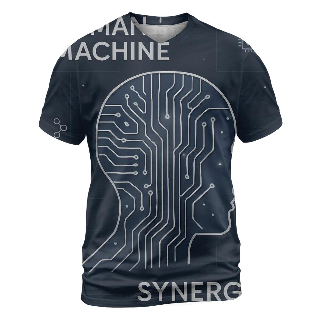 Minimal Tech Circuit Poster artistic all-over print tops