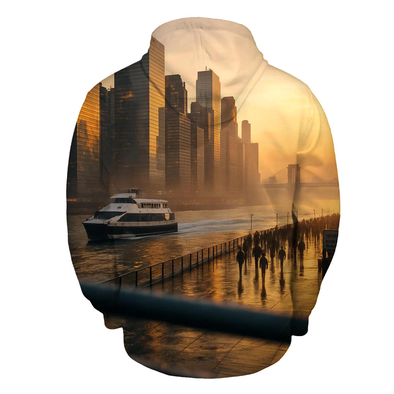 Sunrise Reflections Over Lower Manhattan pullover hoodies