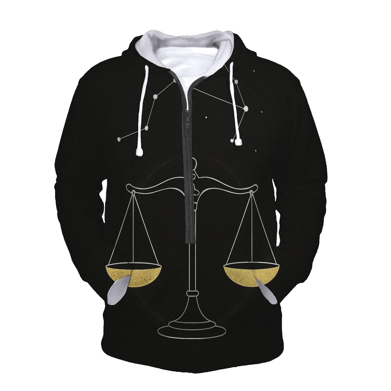 Minimalist Libra Scales Star Map hoodie designs