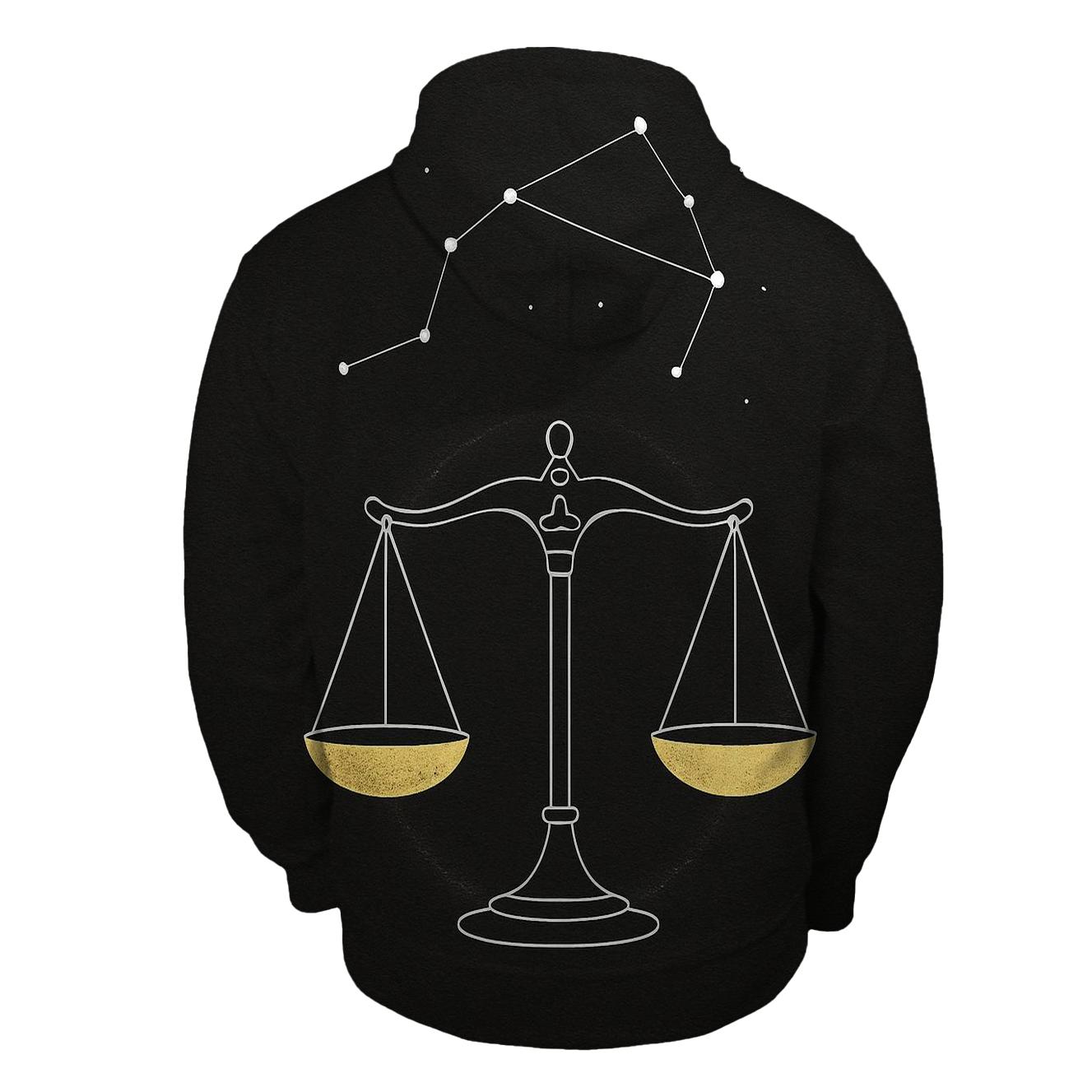 Minimalist Libra Scales Star Map hoodie designs