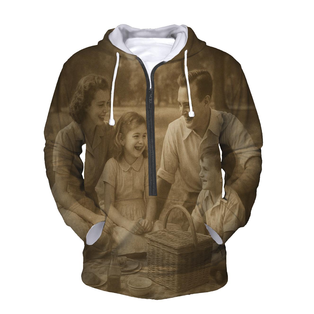 Sepia Family Picnic Photograph custom hoodies