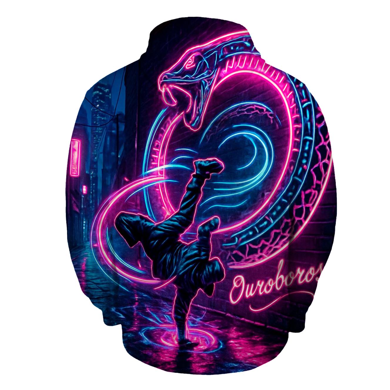 Neon Ouroboros Alley pullover hoodies