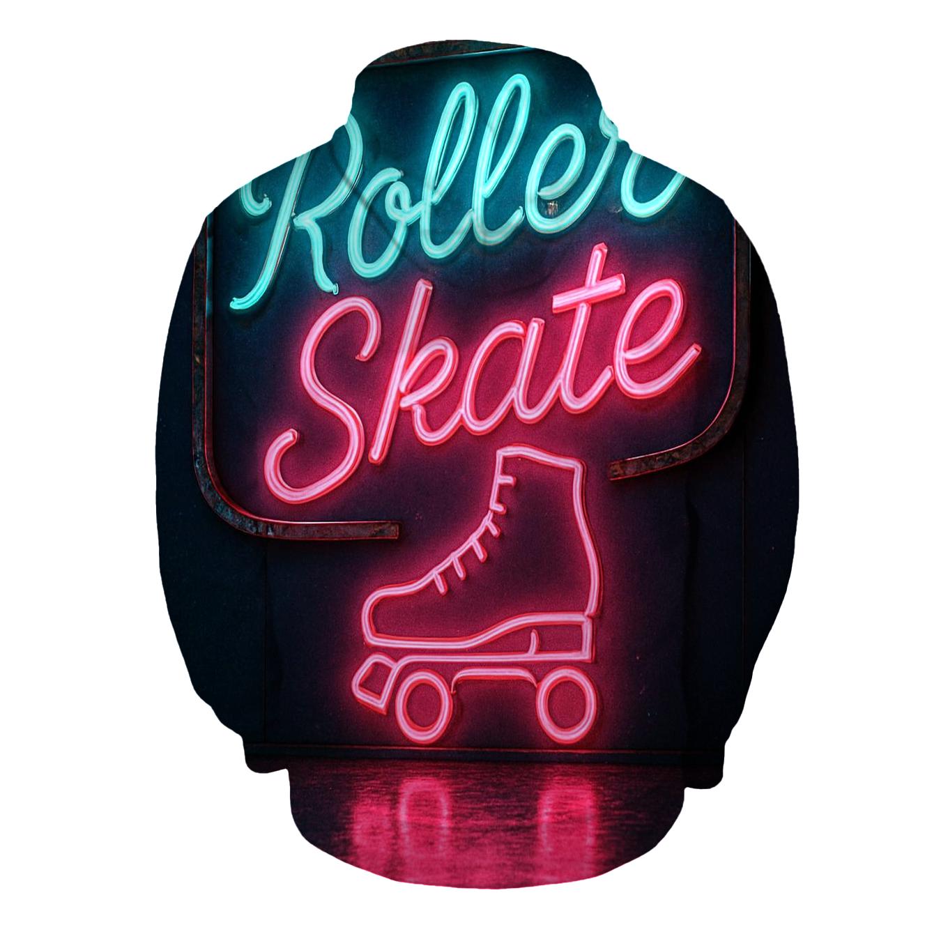Retro Neon Roller Rink Sign zip-up hoodies