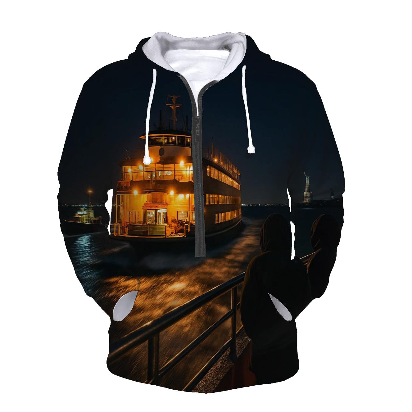 Nocturnal Ferry Approach To Lower Harbor custom hoodies