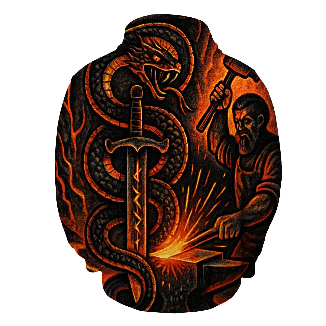 Volcanic Ouroboros Forgeborn printed hoodies