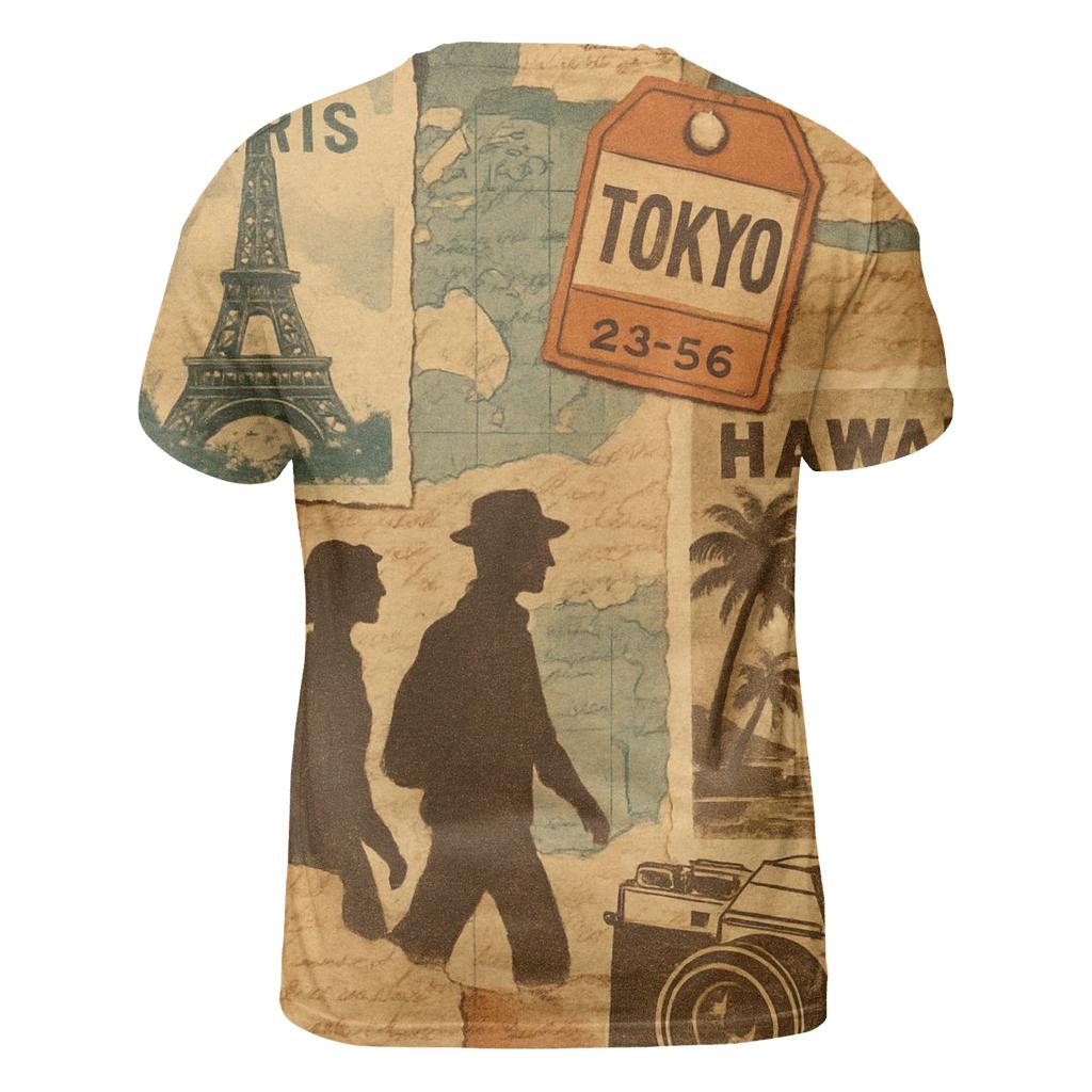 Vintage Travel Collage statement graphic shirts