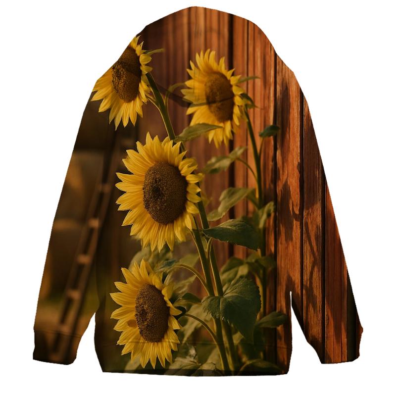 Late Summer Sunflower Barn Row graphic hoodies