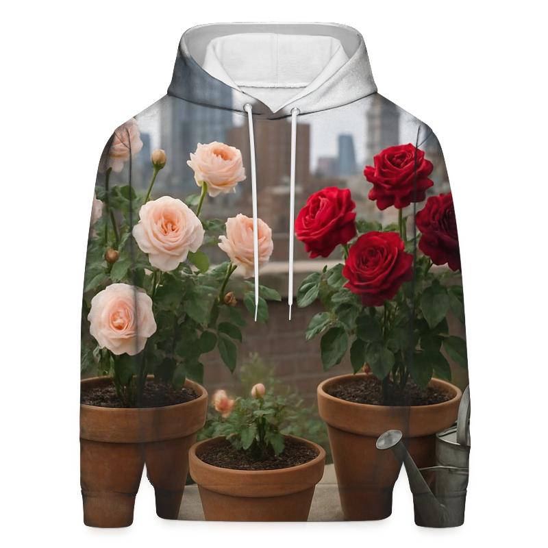 Urban Rooftop Rose Conservatory graphic hoodies
