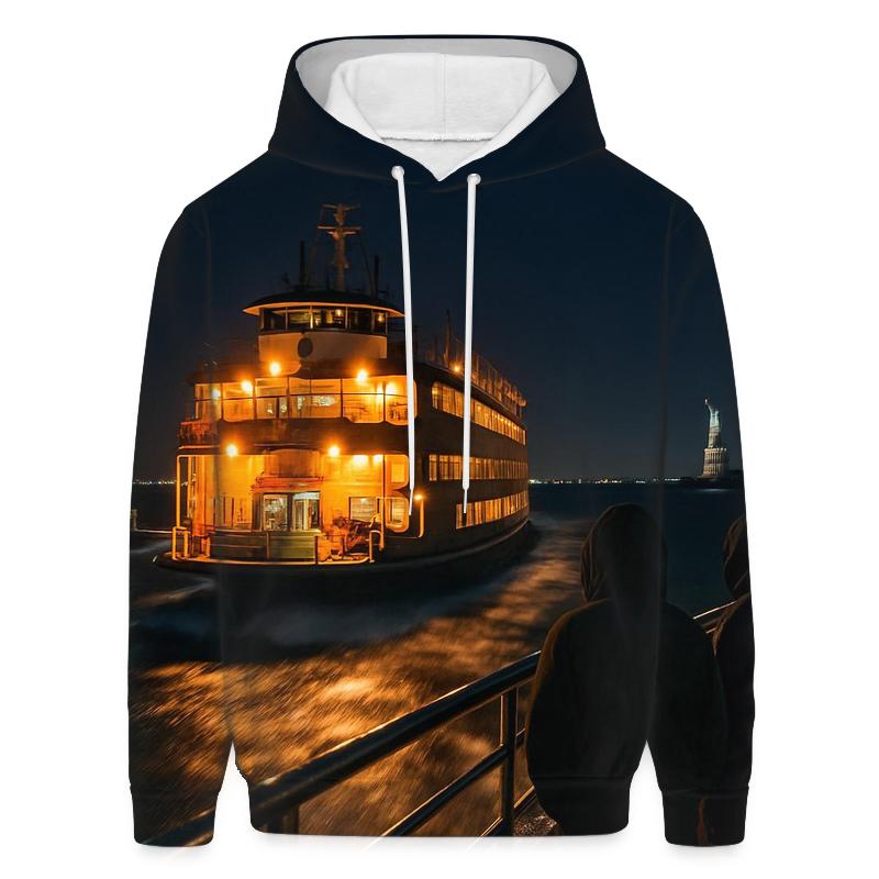 Nocturnal Ferry Approach To Lower Harbor graphic hoodies