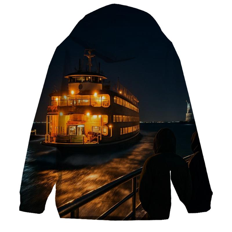 Nocturnal Ferry Approach To Lower Harbor graphic hoodies