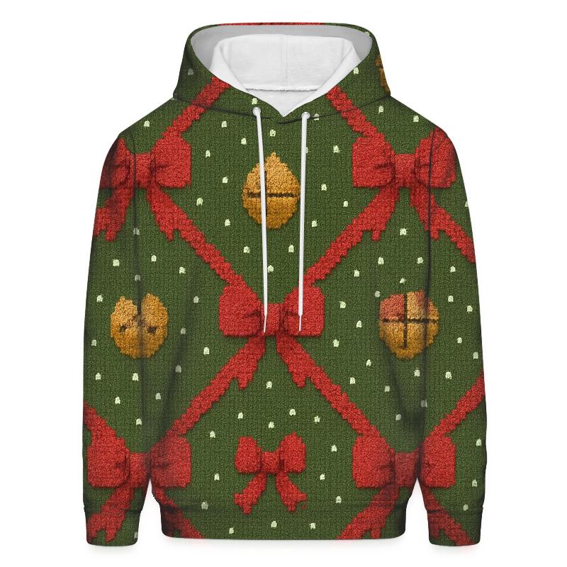 Sleigh Bell Crisscross Design embroidered hoodies