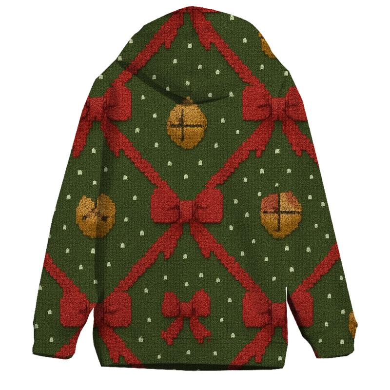 Sleigh Bell Crisscross Design embroidered hoodies