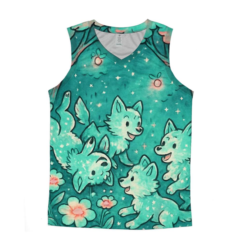 Celestial Pup Garden sports performance tank tops