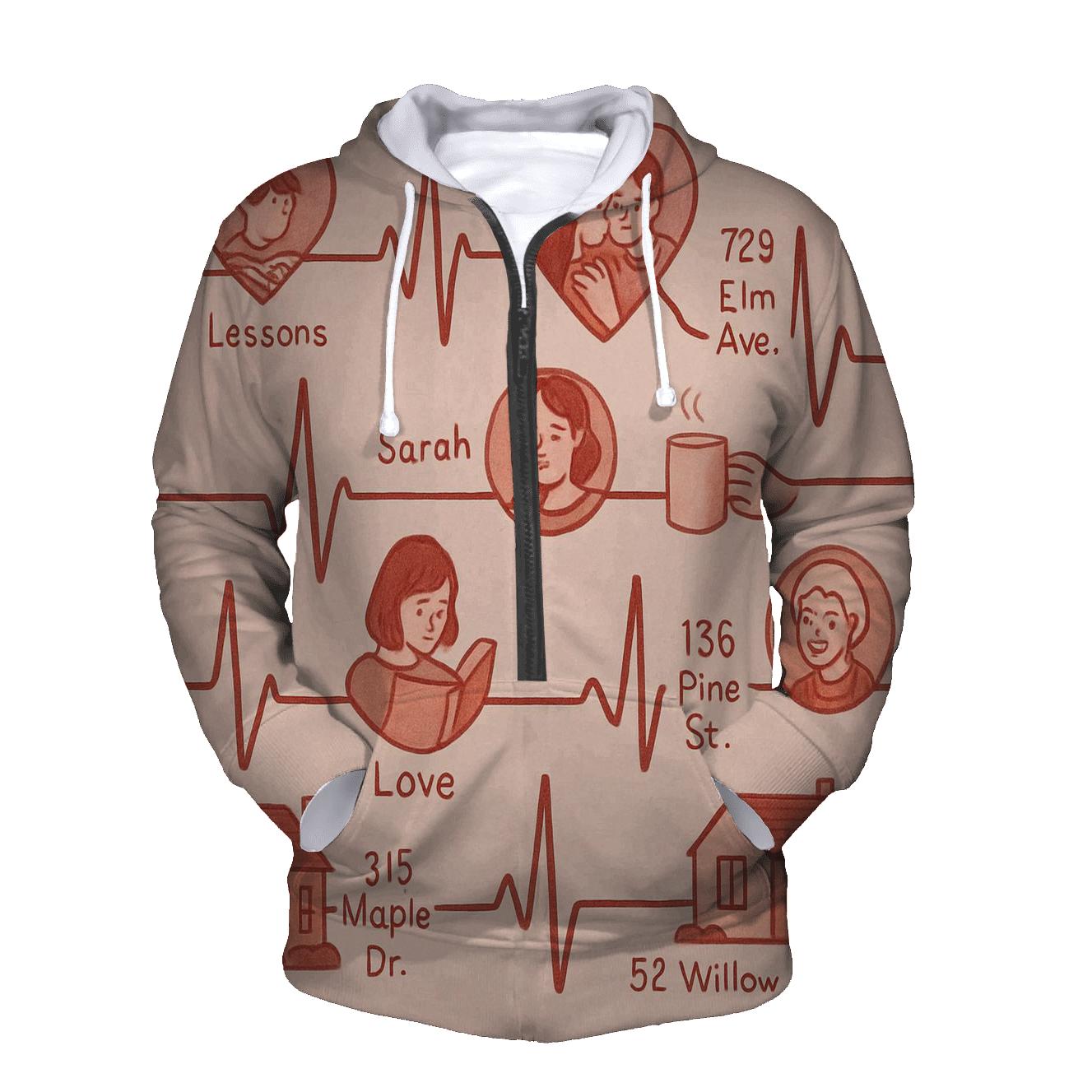 The Heartbeat Atlas printed hoodies