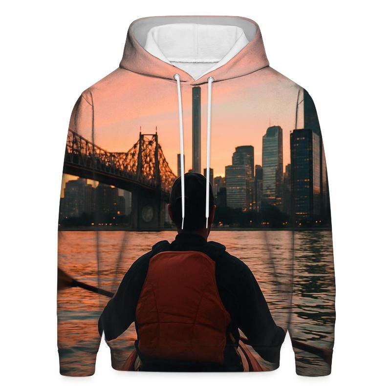 Sunset Kayak With Midtown Backdrop custom hoodies