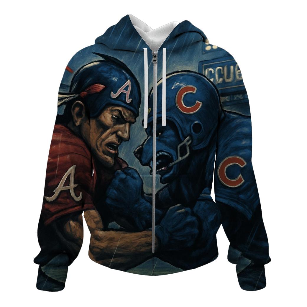 Midnight Standoff At Wrigley Field premium hoodies