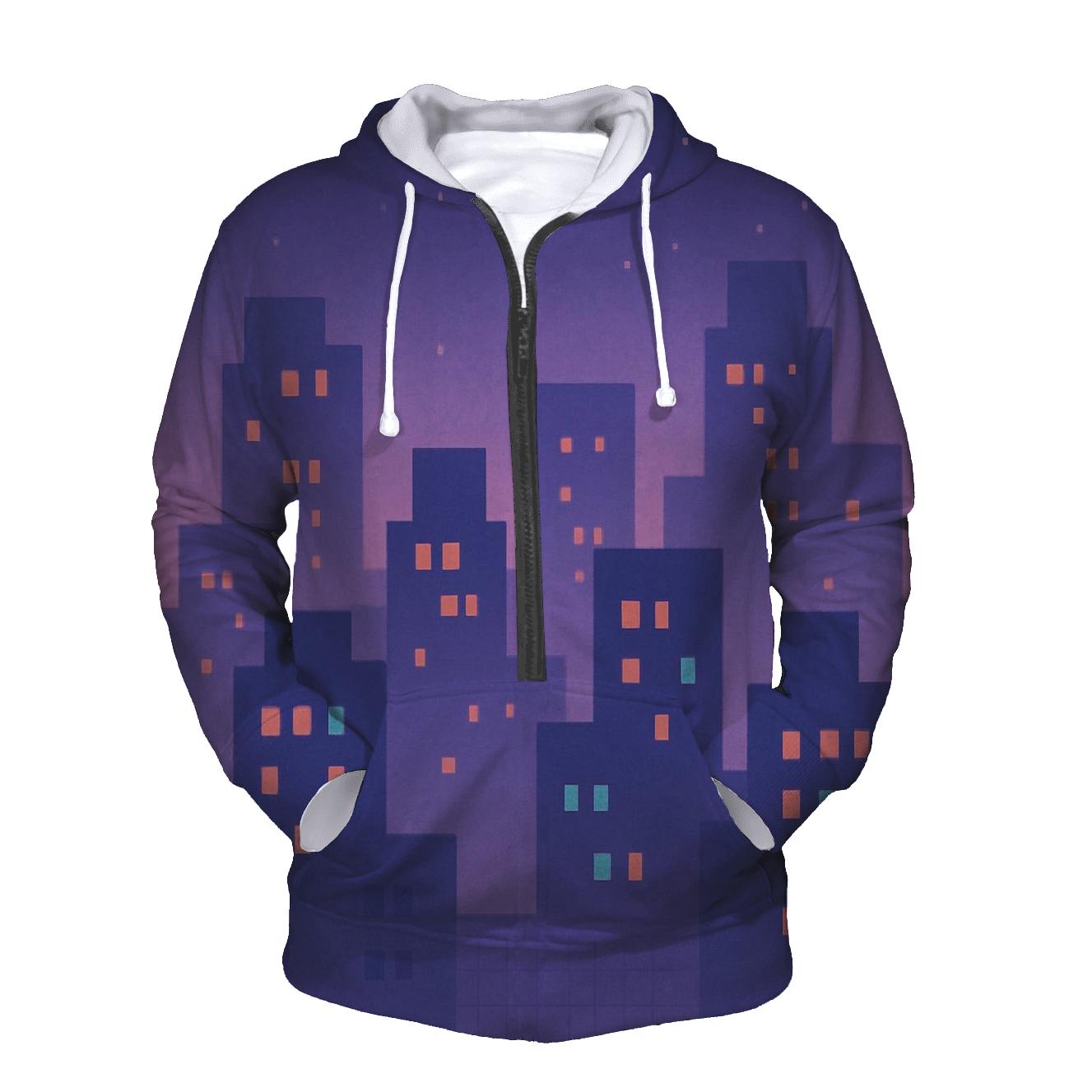 Pixel Skyline Glow custom hoodies