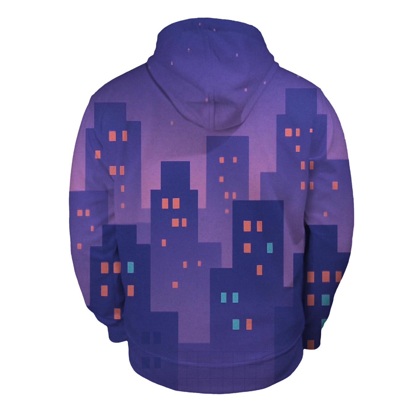 Pixel Skyline Glow custom hoodies