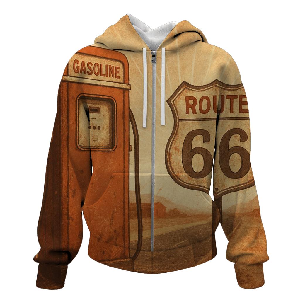 Burnt Orange Route Sixty Six Poster hoodie styles