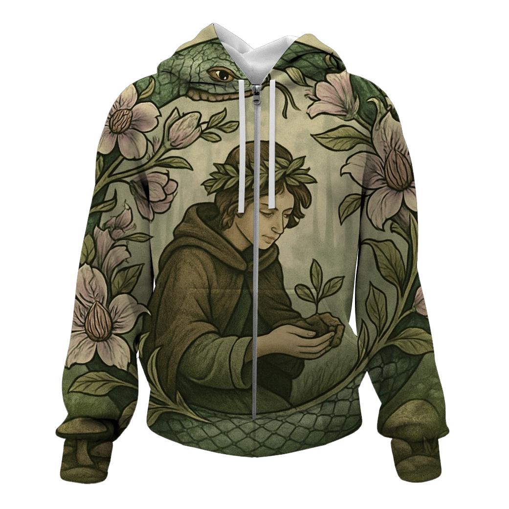 Botanical Ouroboros Grove graphic hoodies