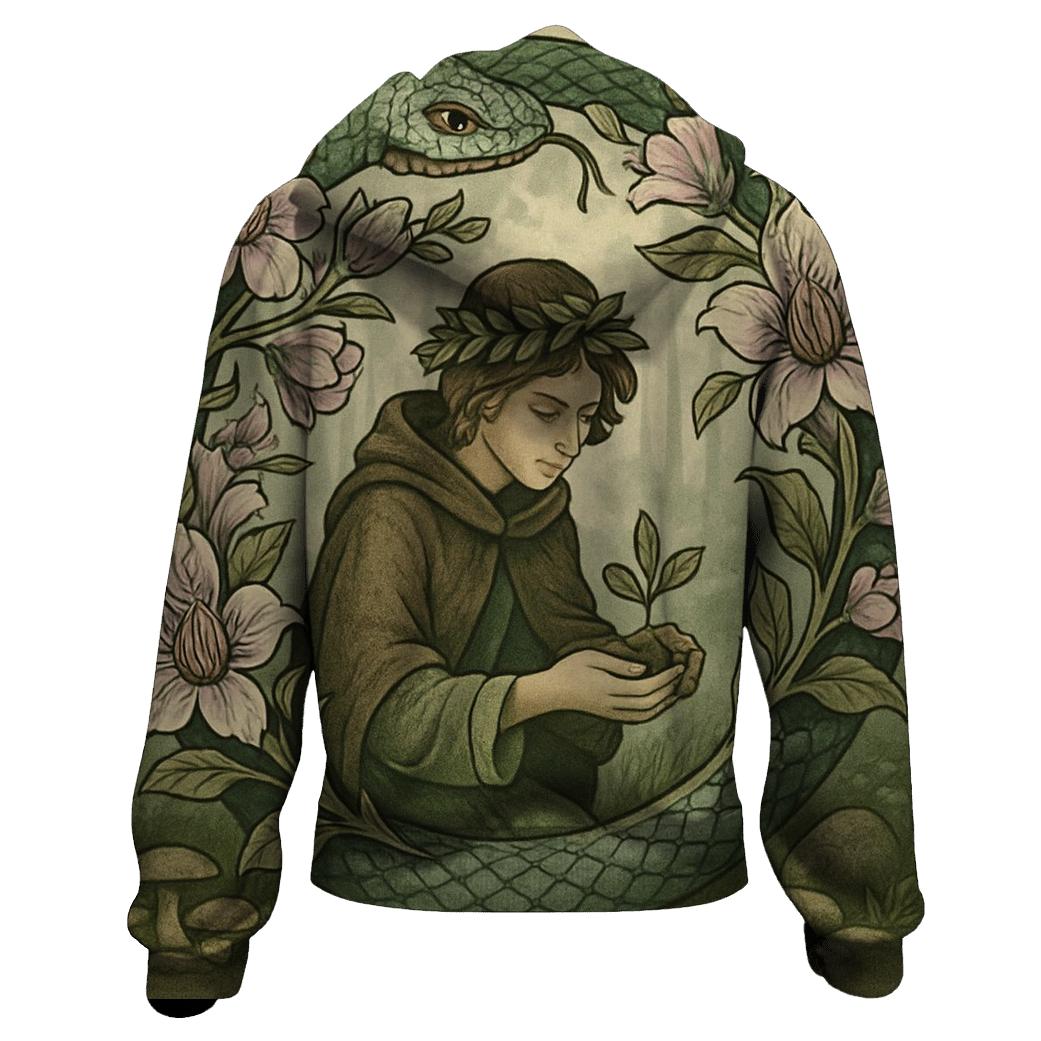 Botanical Ouroboros Grove graphic hoodies