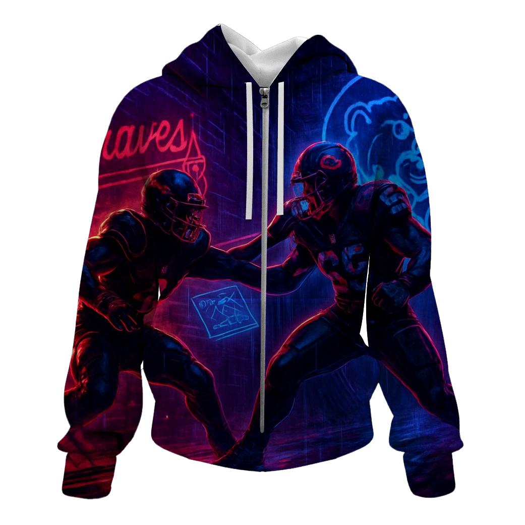 Neon Alley Showdown printed hoodies