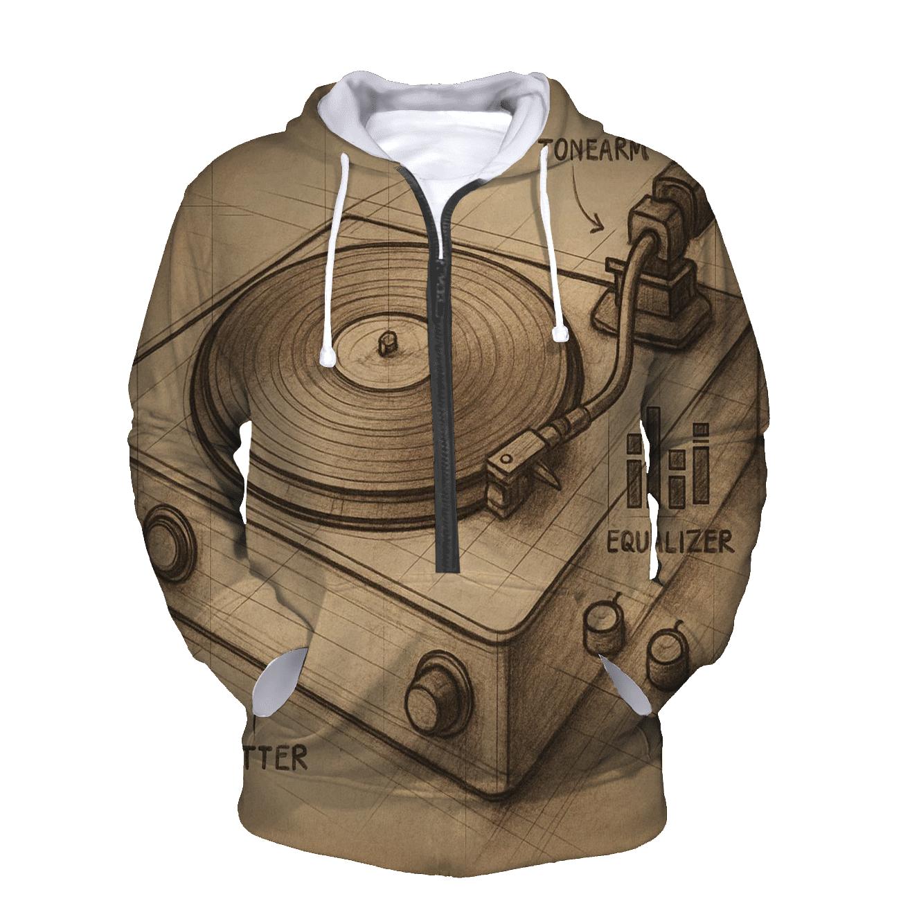 Turntable Blueprint printed hoodies