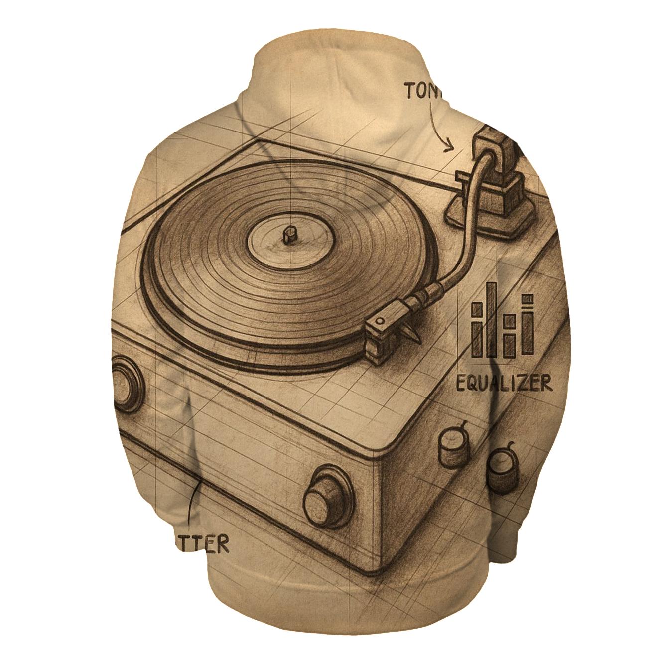 Turntable Blueprint printed hoodies