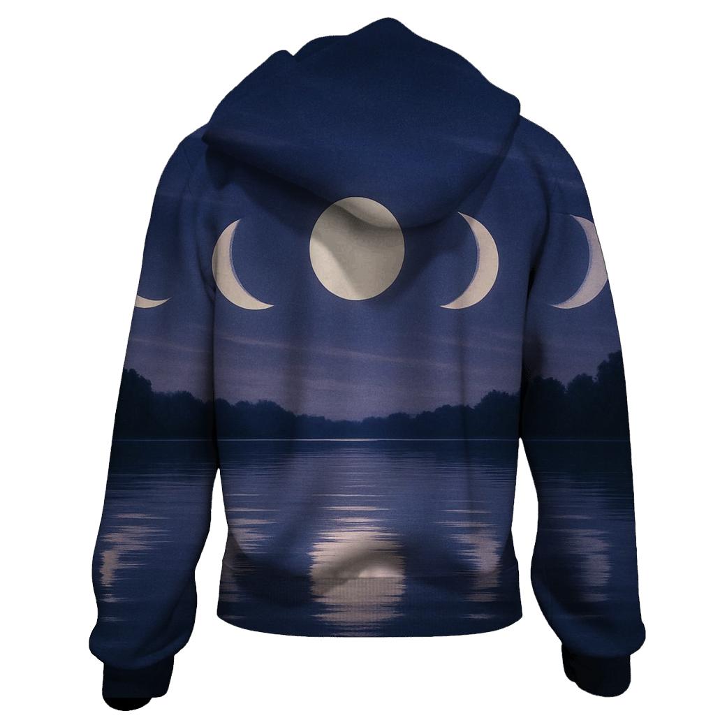 Moon Phase Reflection embroidered hoodies