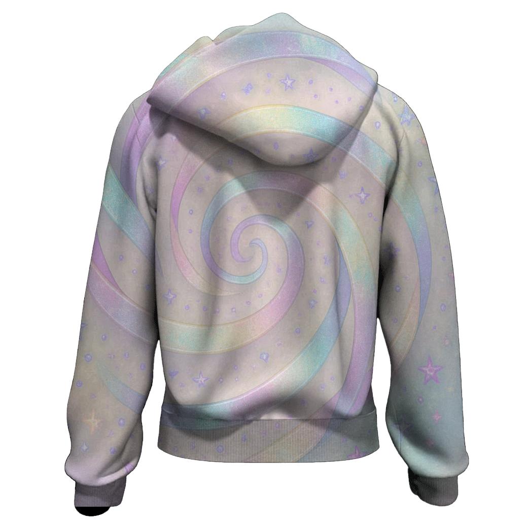 Pastel Shimmer Vortex zip-up hoodies