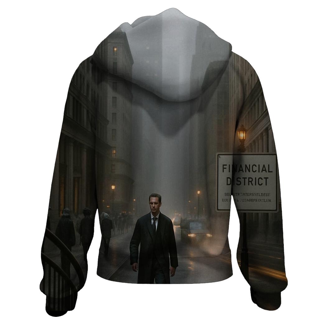 Fogbound Morning Above Financial District embroidered hoodies